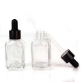 30ml square clear essential oil glass bottle with dropper lid